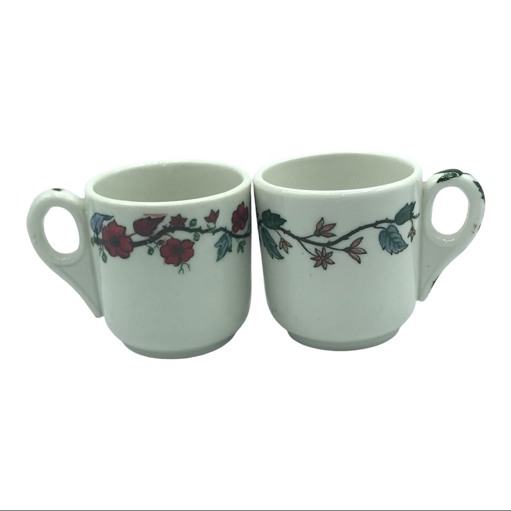 Vintage USA 1948 1949 Warwick Signed Ceramic Tea Cup Mug Flower Leaf Drinkware
